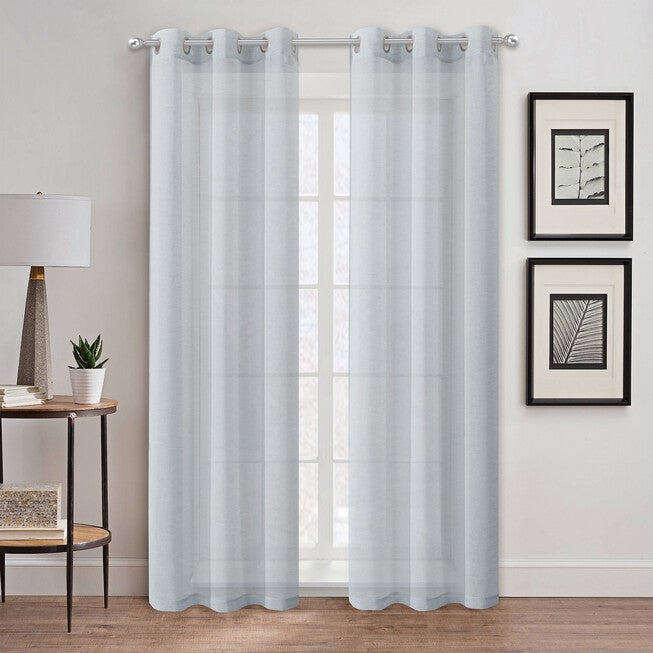 Au Natural Semi Sheer Grommet Panel Pair, SILVER, hi-res image number null