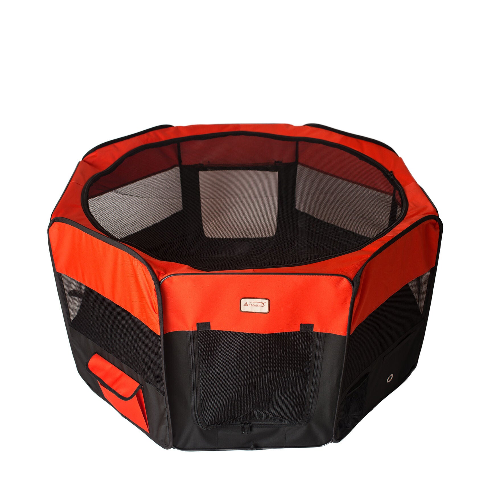 Portable Pet Dog Kitten Playpen In Black And Red Combo, , alternate image number 3