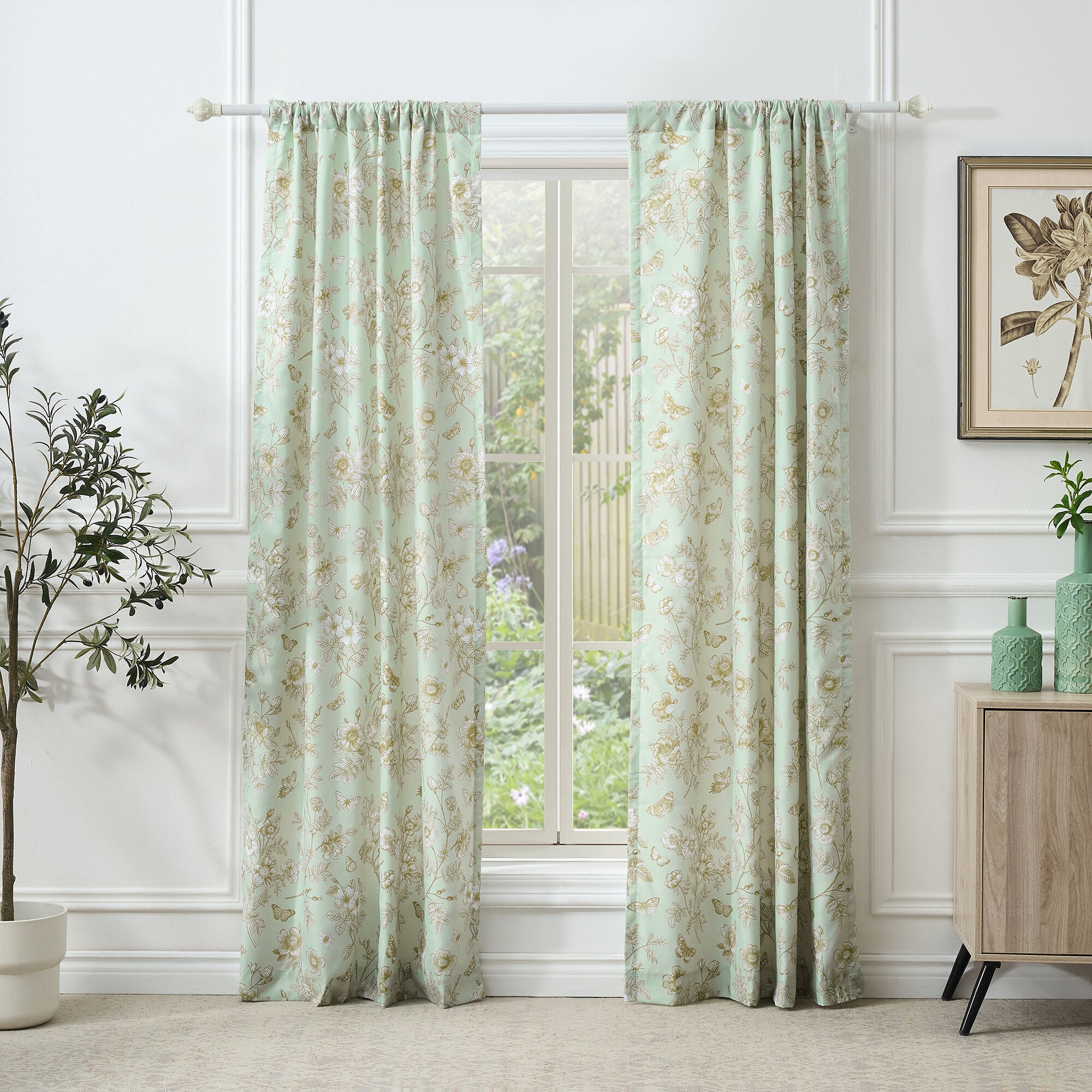 Greenland Home Fashions&trade; Olivia Window Curtain Panels, Set of 2, MINT, alternate image number 1