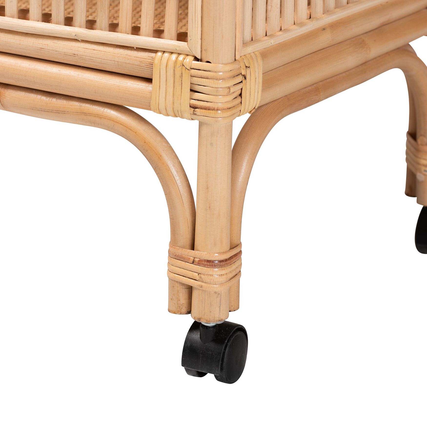 Lombok Modern Bohemian Natural Brown Rattan Wine Cart, , alternate image number 11