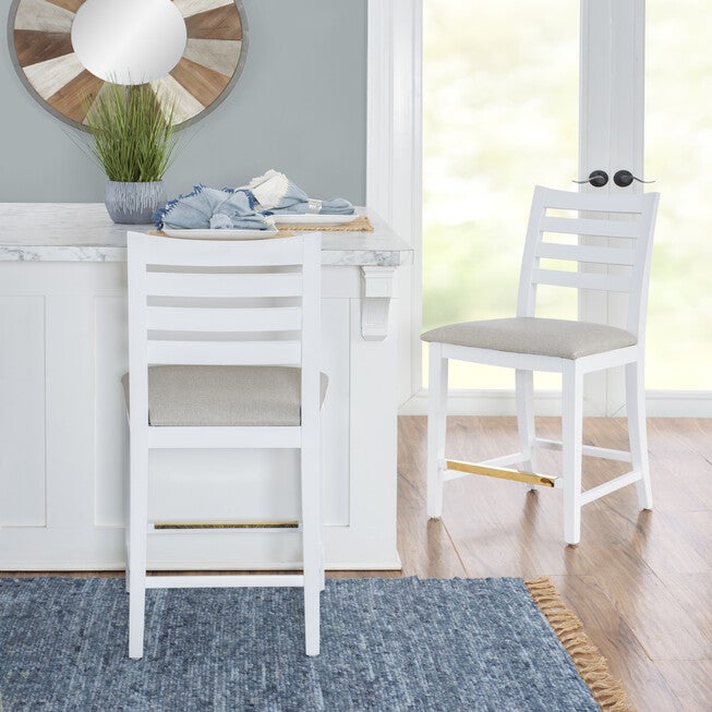 Flynn Counter Stool White Upholstered Set of 2, , alternate image number null