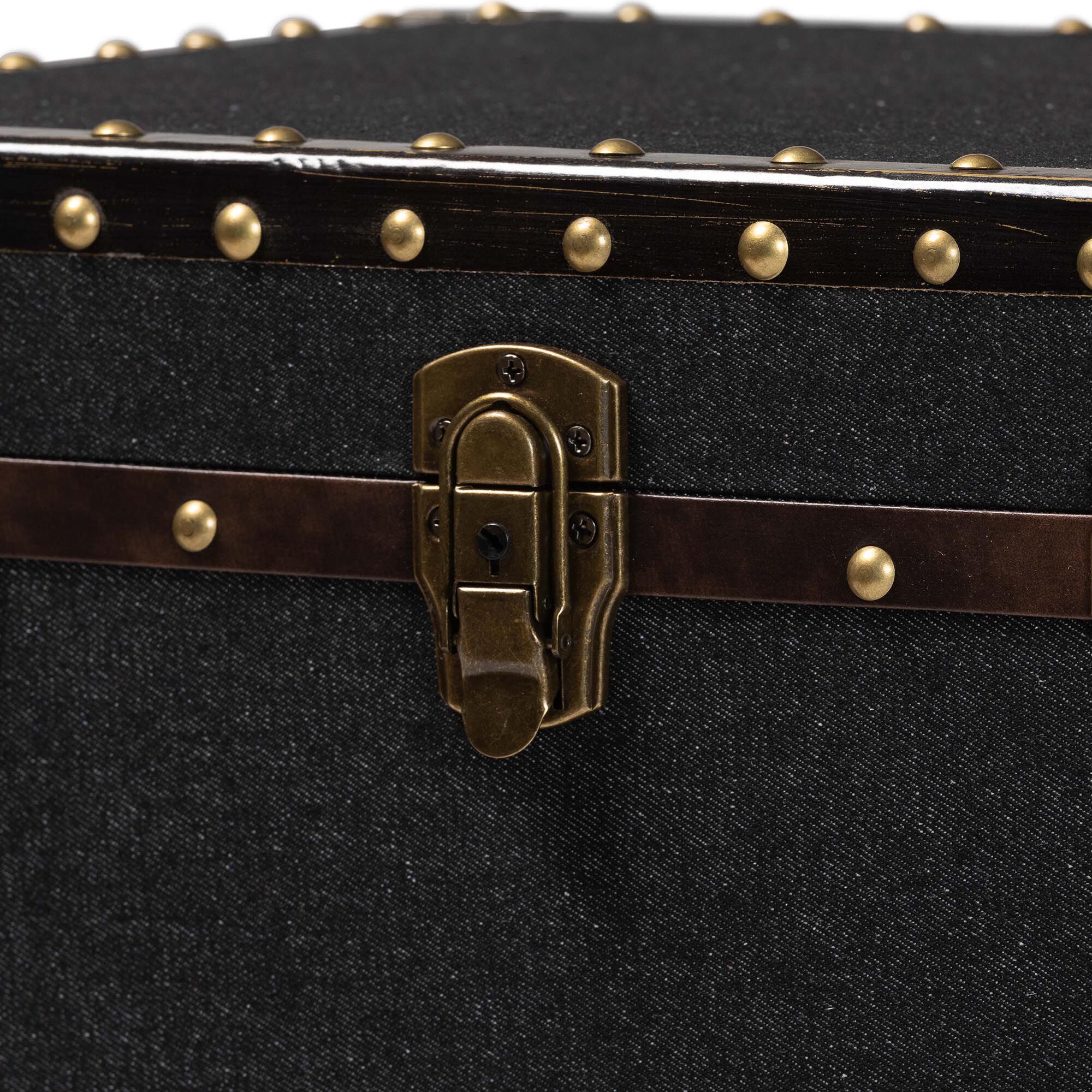Laura Vintage Black Canvas Lift-Top Trunk End Table, BLACK, alternate image number 6