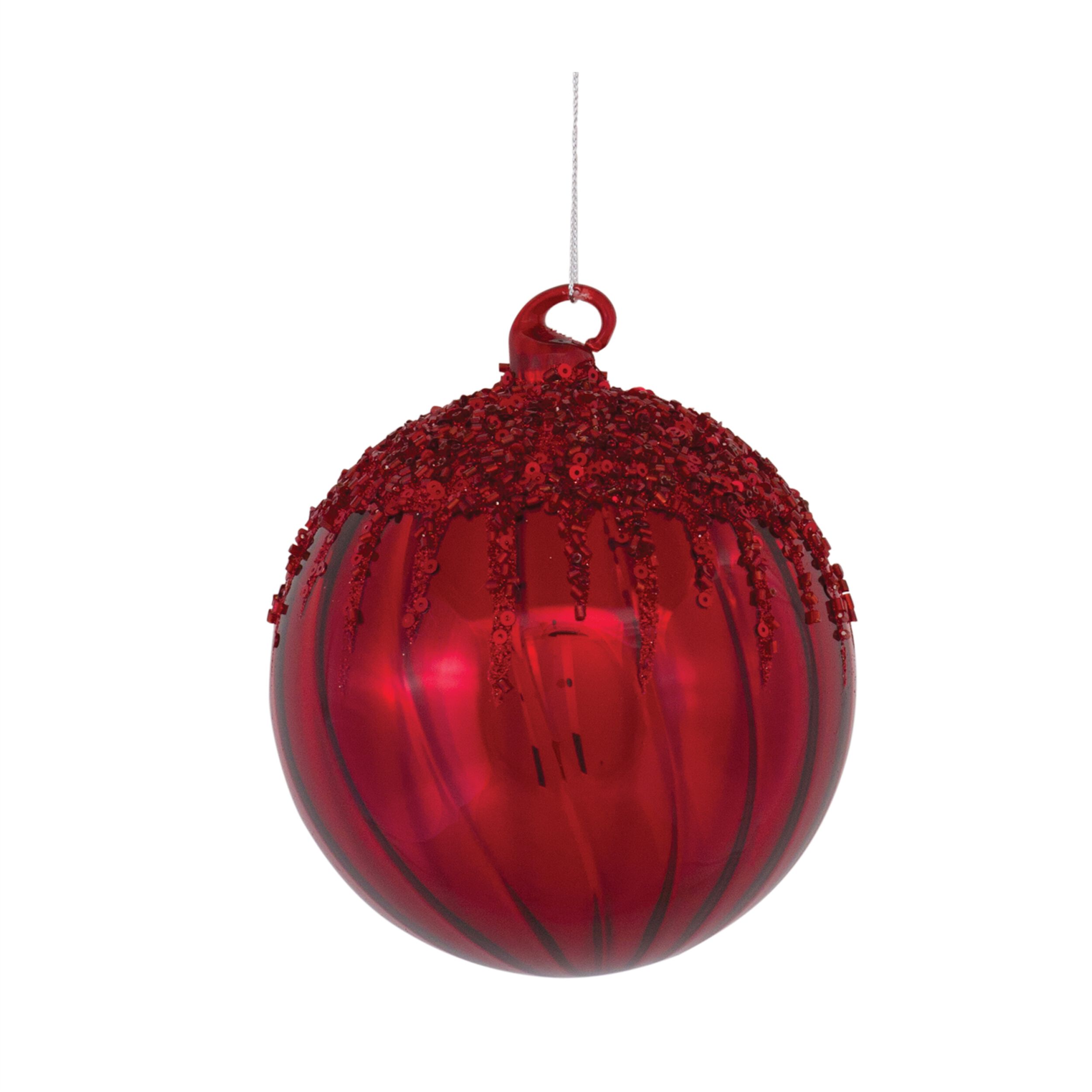 Sequined Glass Ornament (Set of 4), RED, alternate image number 4