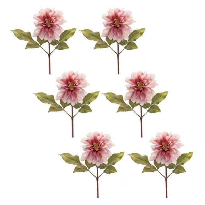Dahlia Stem (Set of 6) 16 inchesH Polyester, PINK, alternate image number null