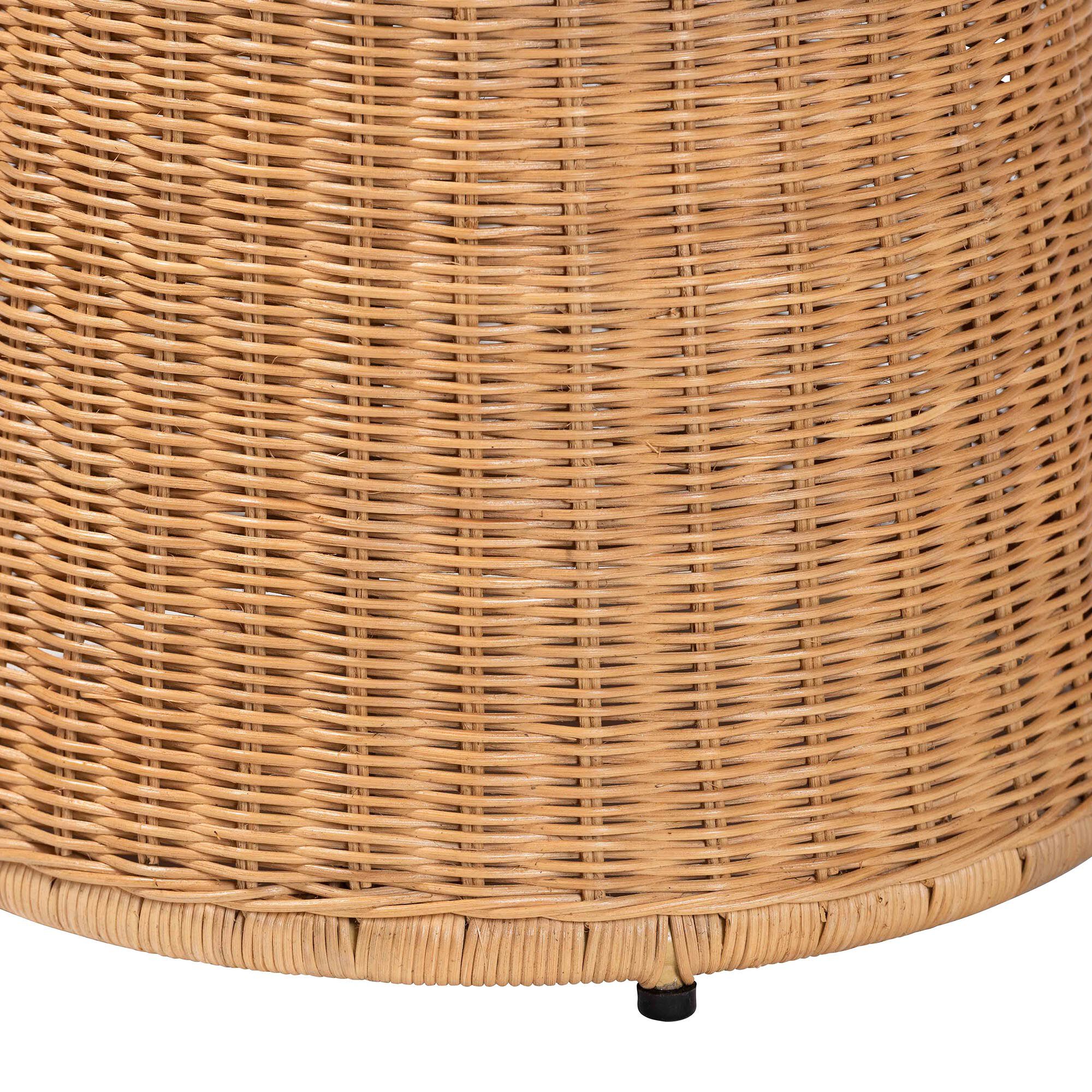 Caroline Round Natural Rattan End Table, LIGHT HONEY, alternate image number 3