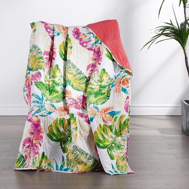 Tropics Throw Blanket, CORAL, hi-res image number null