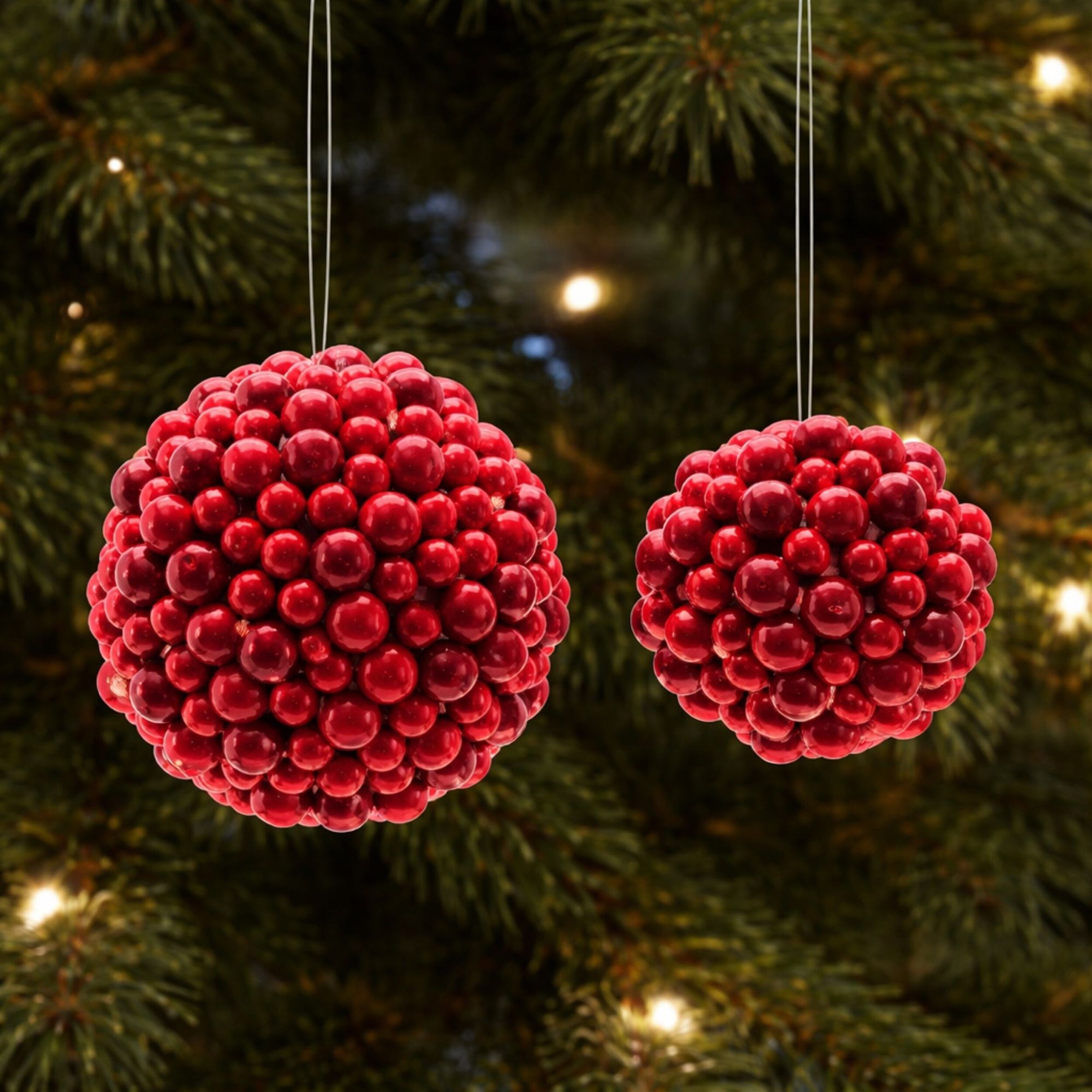 Foam Ball Ornaments (Set of 2), RED, alternate image number 1