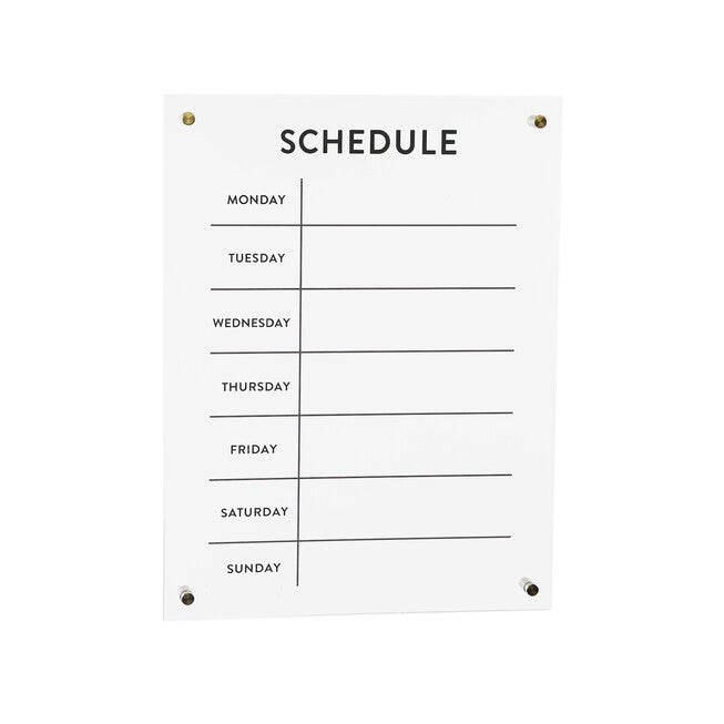 Acrylic Dry Erase Weekly Calender 19 inchesH, WHITE, hi-res image number null