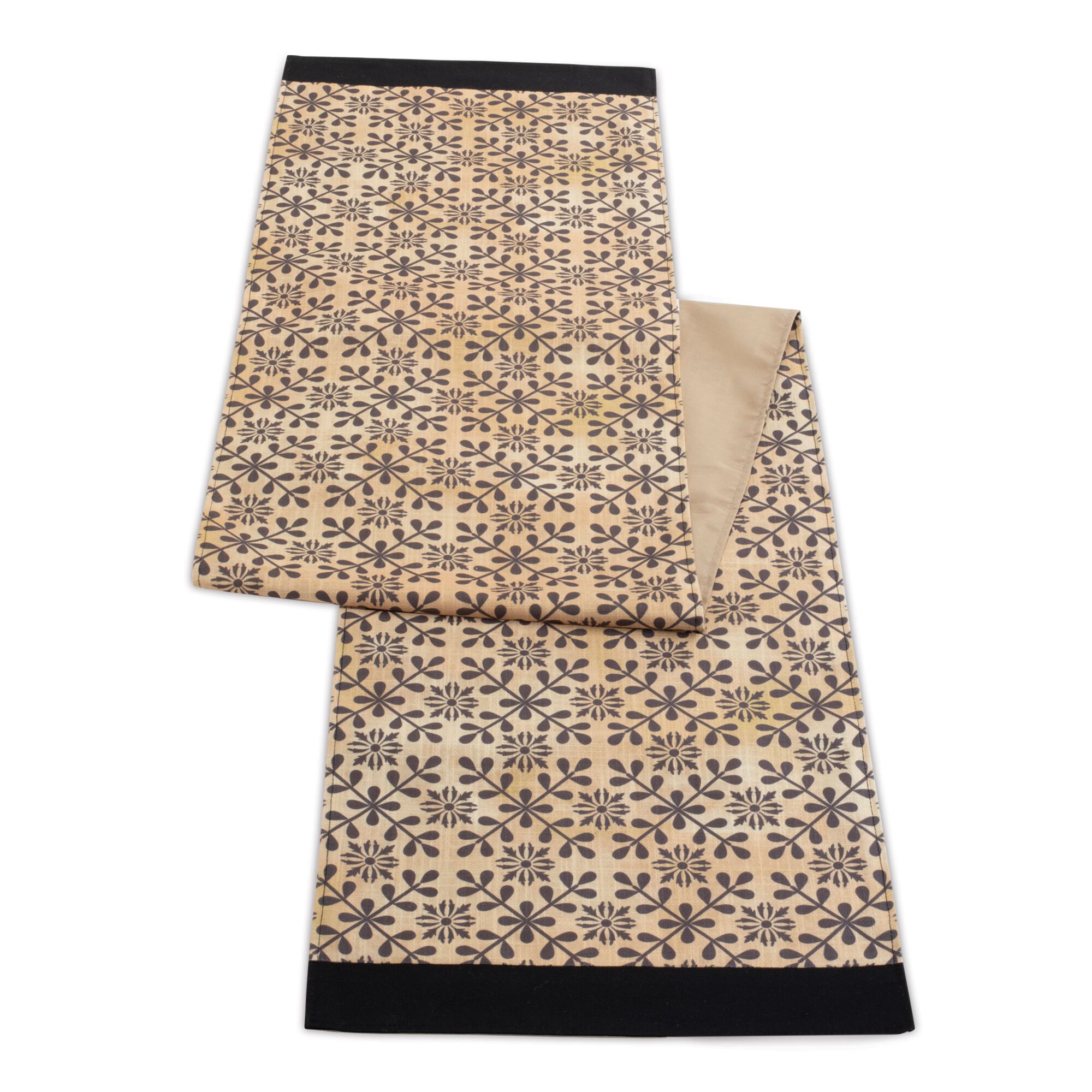 Table Runner (Set of 2) 14 inchesW x 72 inchesL Polyester, GOLD BLACK, alternate image number 1