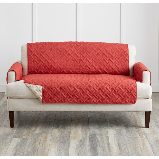 ANTI-BACTERIAL PINSONIC Loveseat PROTECTOR, MERLOT NATURAL, hi-res image number null