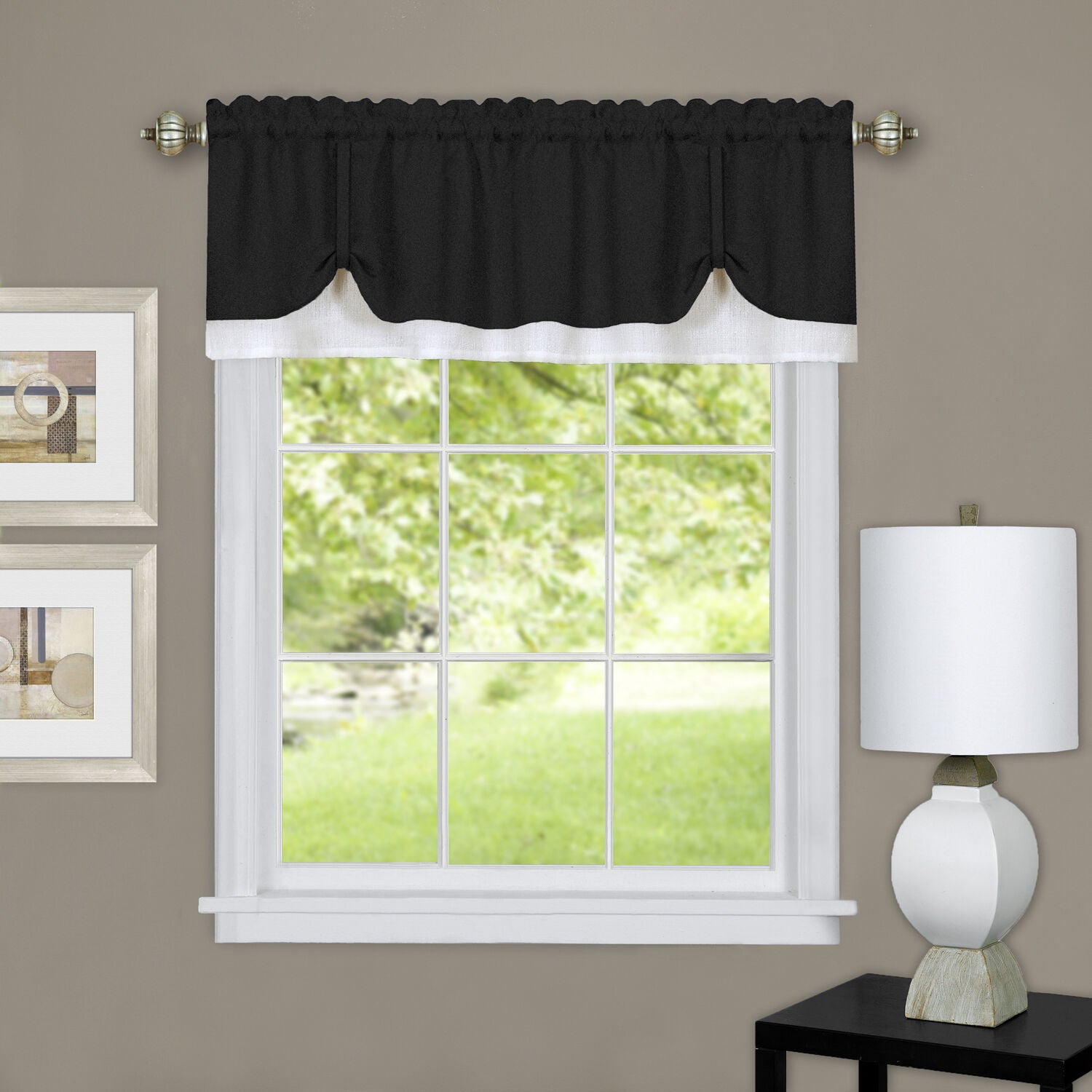 Darcy Window Curtain Valance, BLACK WHITE, hi-res image number 0