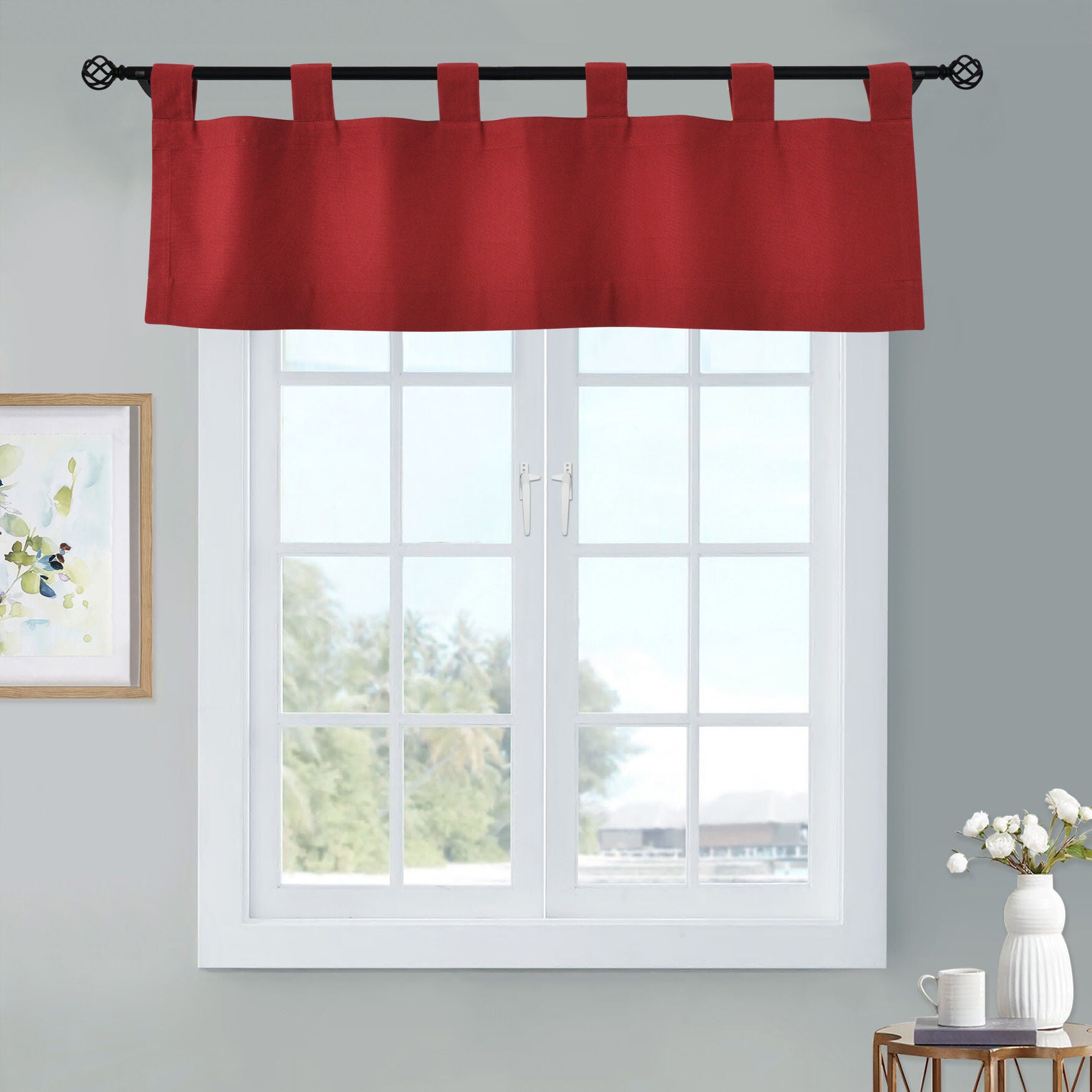 Weathermate Room Darkening Tab Top Flat Valance, BURGUNDY, hi-res image number 0