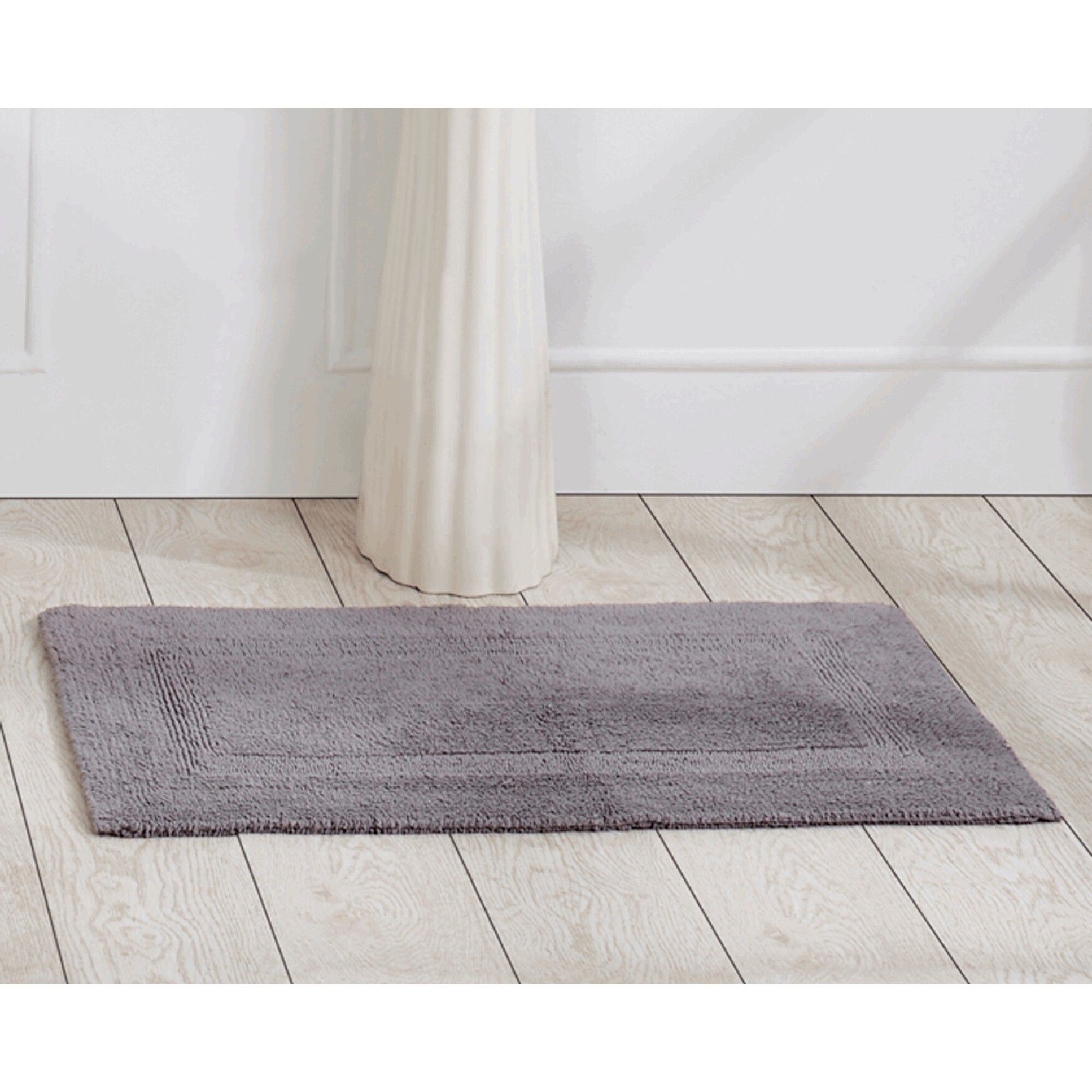 Lux Collections Bath Mat Rug 17 inches X 24 inches Rectangle, GRAY, hi-res image number 0