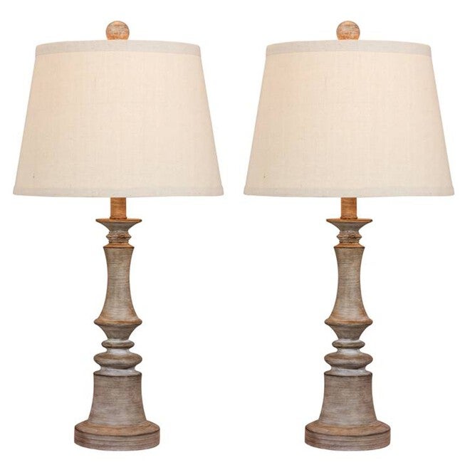 Cottage Weathered Grey Resin26.5 inches Table Lamp, Set 2, GREY, hi-res image number null