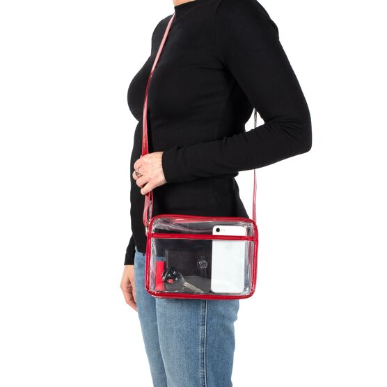 Crossbody Bag Purse With Pocket, Clear/Black, , on-hover image number null