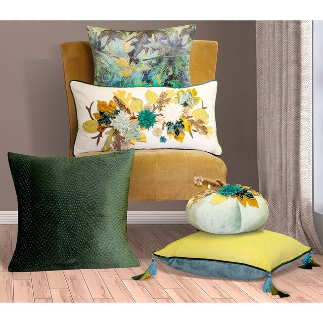 Harvest Velvet Pumpkin with Embroidered Leaves , , alternate image number null