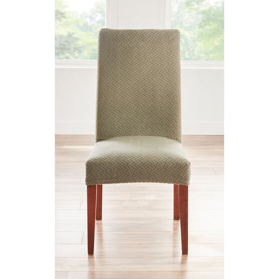 BH STUDIO BASKETWEAVE STRETCH Dining Room Chair SLIPCOVER, OLIVE, hi-res image number null