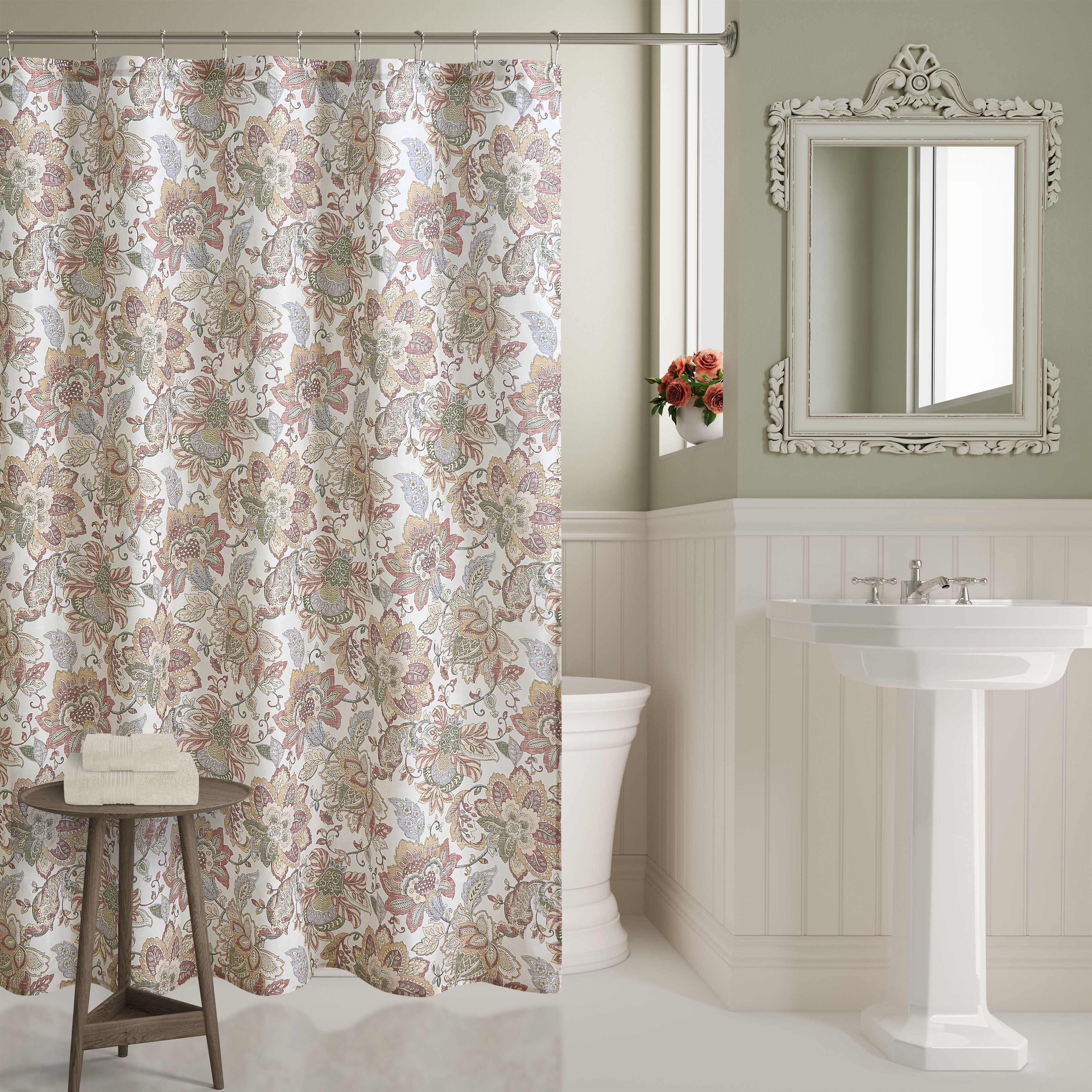 JANESSA SHOWER CURTAIN, BLUSH, hi-res image number 0