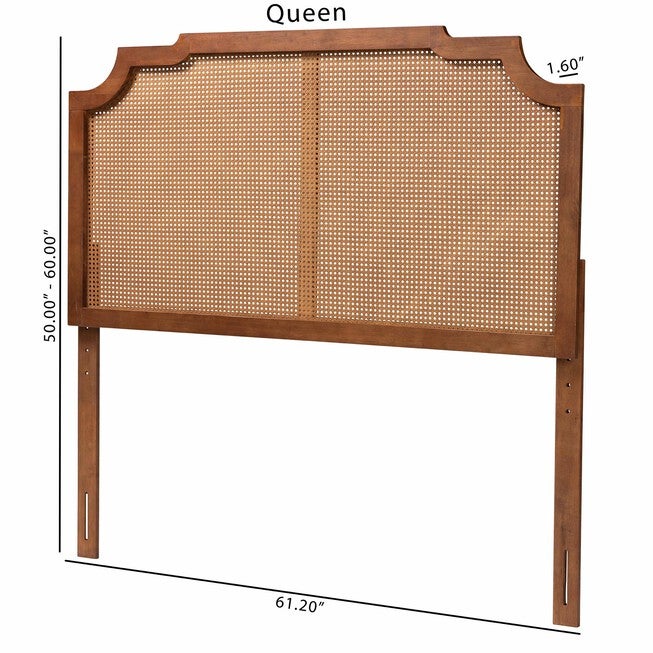 Fortuna Classic And Traditional Grey Fabric And Walnut Brown Finished Wood King Size Headboard, , alternate image number null