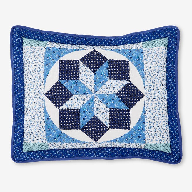 starburst printed patchwork standard sham, BLUE MULTI, hi-res image number null