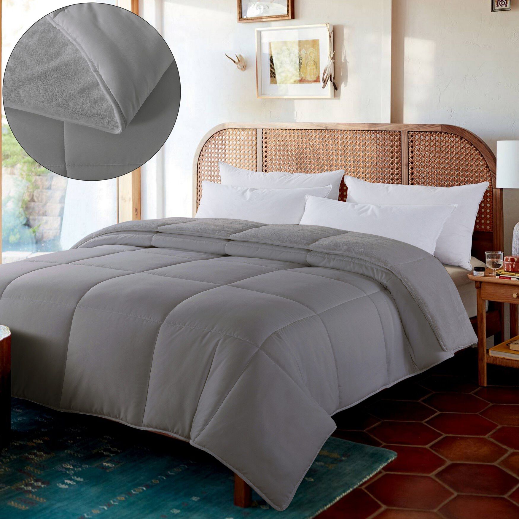 Cozy Down Reversible Comforter, , on-hover image number 1
