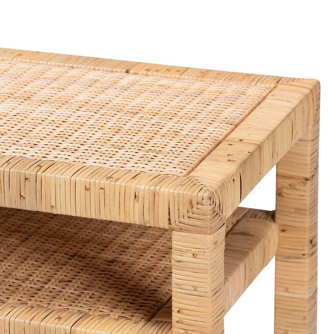 Kalimantan Bohemian Light Honey Rattan And Acacia Wood Console Table, , alternate image number null