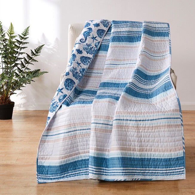Pebble Beach Throw Blanket, BLUE, hi-res image number null
