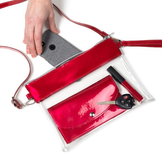 Convertible Bag Purse With Wallet, Clear/Red, , alternate image number null