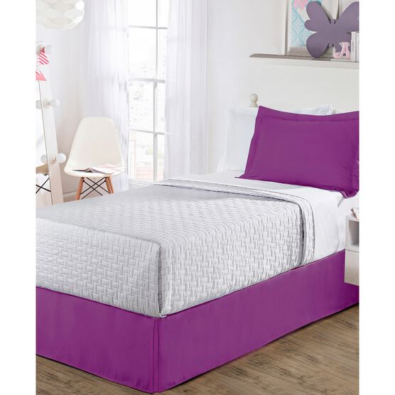 Luxury Hotel Classic Tailored 14" Drop Purple Bed Skirt, PURPLE, hi-res image number null