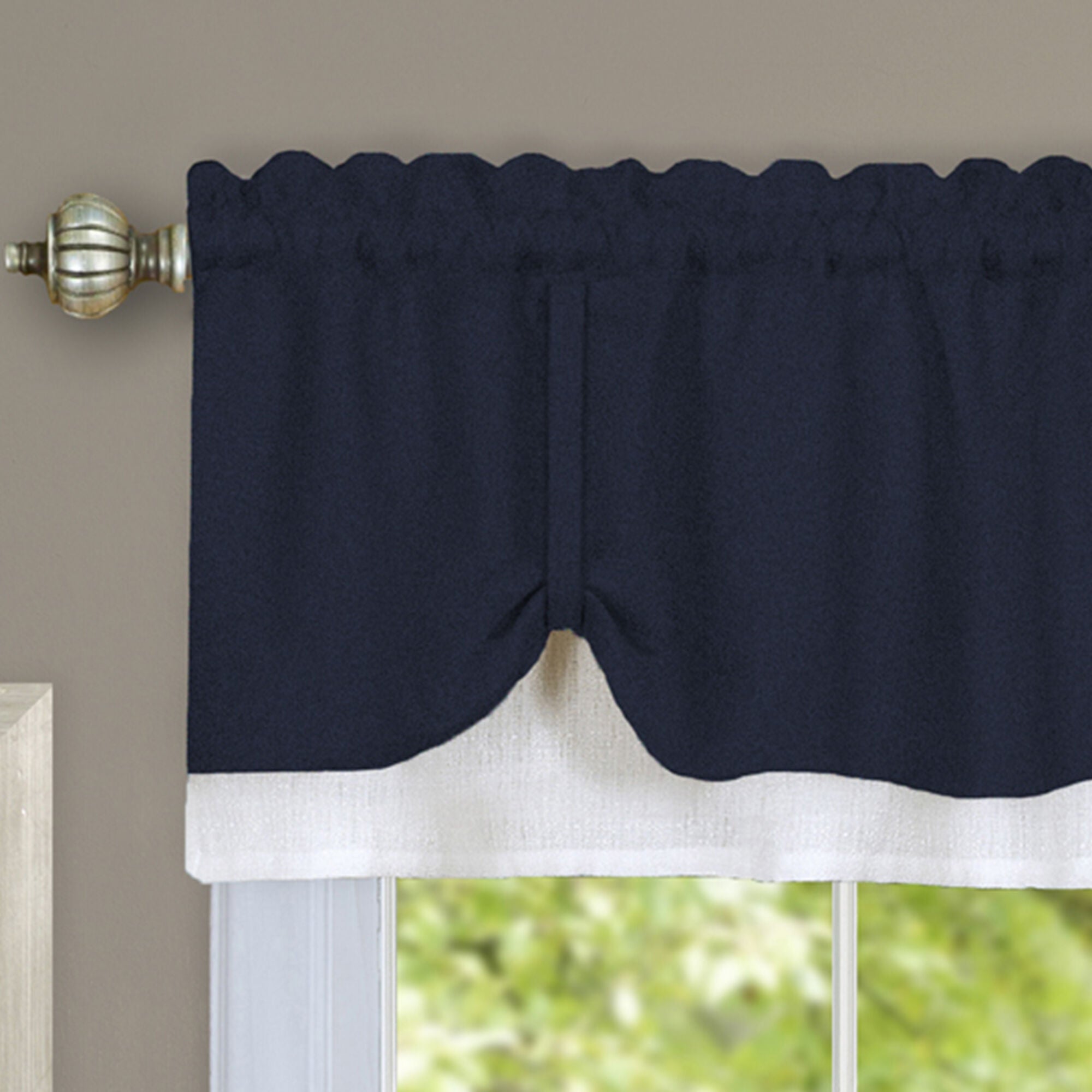 Darcy Window Curtain Valance, NAVY WHITE, alternate image number 2