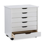 Cary Six Drawer Wide Roll Cart White Wash, , alternate image number null