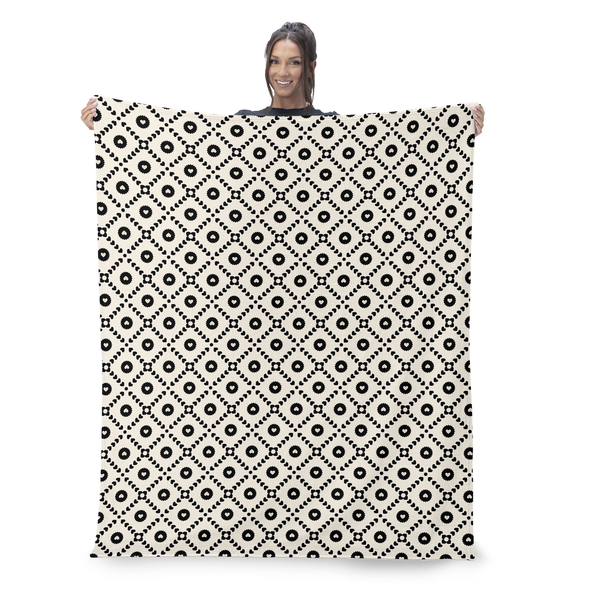 Valentine's Day Silk Touch Throw Blanket 60x80 Inches, BLACK HEARTS, on-hover image number 1