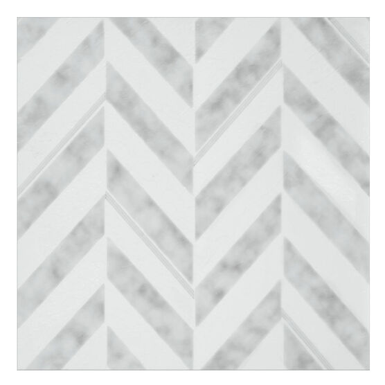 Retro 12x12 Self Adhesive Vinyl Floor Tile - Chevron - 20 Tiles/20 sq. ft., SILVER, hi-res image number null