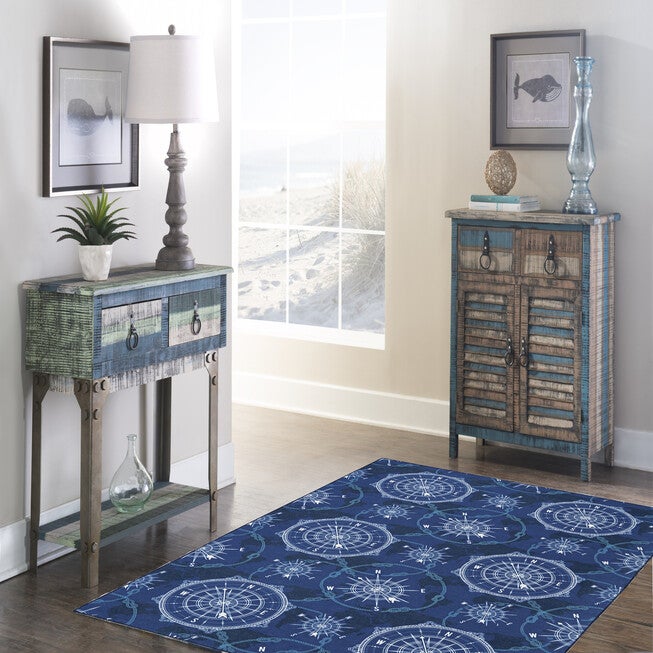 Washable Simon Blue/Ivory Rug, , alternate image number 5