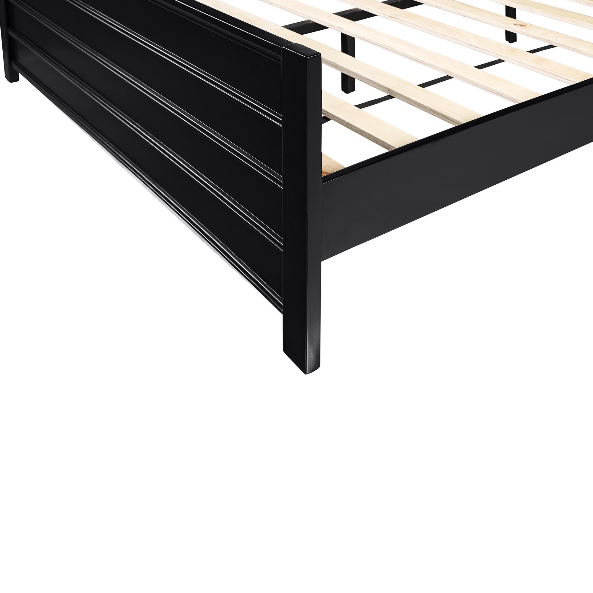 Caroline Wooden Platform Bed in Cherry, King with 2 Nightstands, BLACK, alternate image number 5