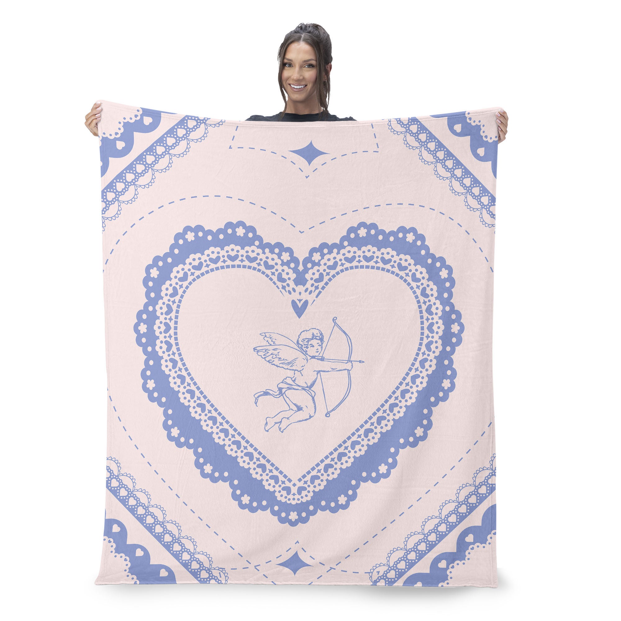 Valentine's Day Vintage Hearts Silk Touch Sherpa Throw Blanket 50x60 Inches, HEART THROW, on-hover image number 1