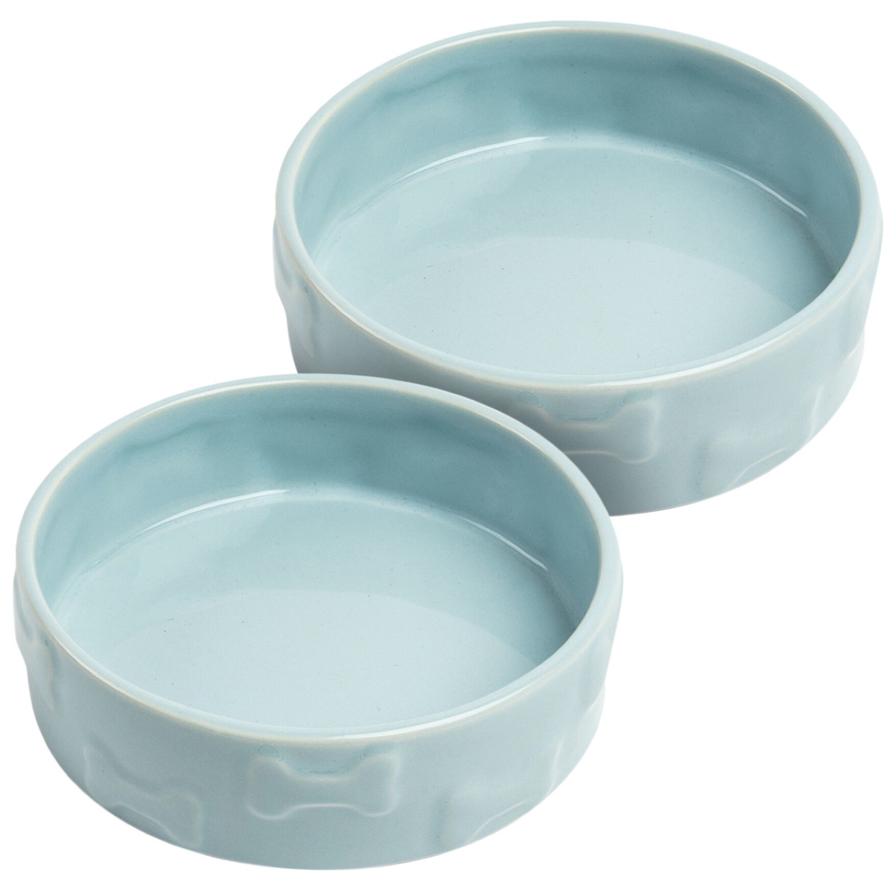 Set Of Two Manor Blue Medium Pet Dog Bowls, BLUE, hi-res image number 0
