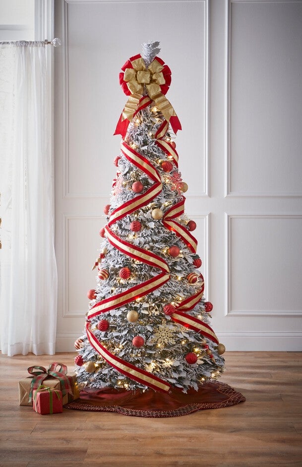 6'H Pre-Lit Flocked Pop-Up Tree | Catherines