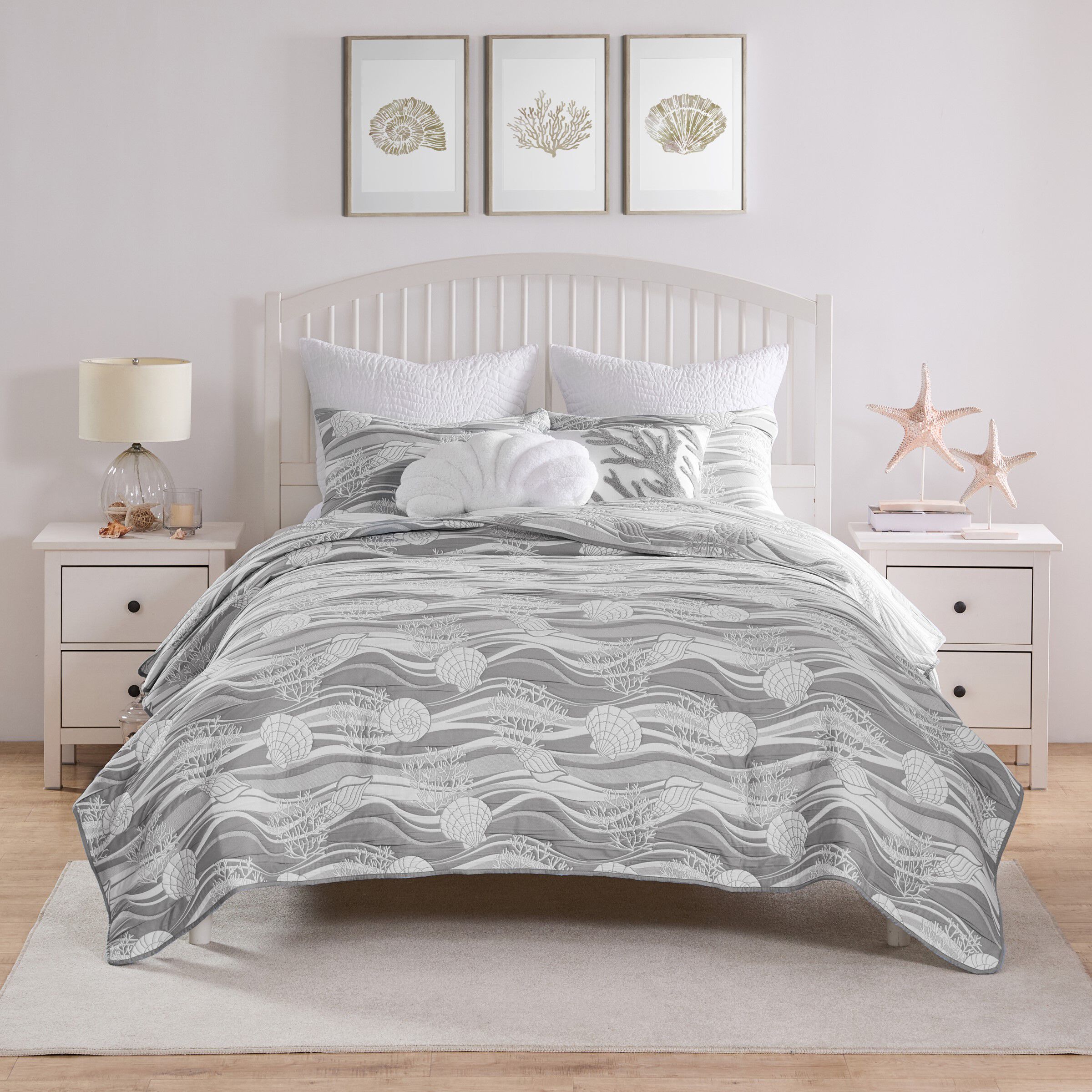Greenland Home Fashions Dover Reversible Matelass&eacute; Coverlet Set, HARBOR GRAY, alternate image number 4