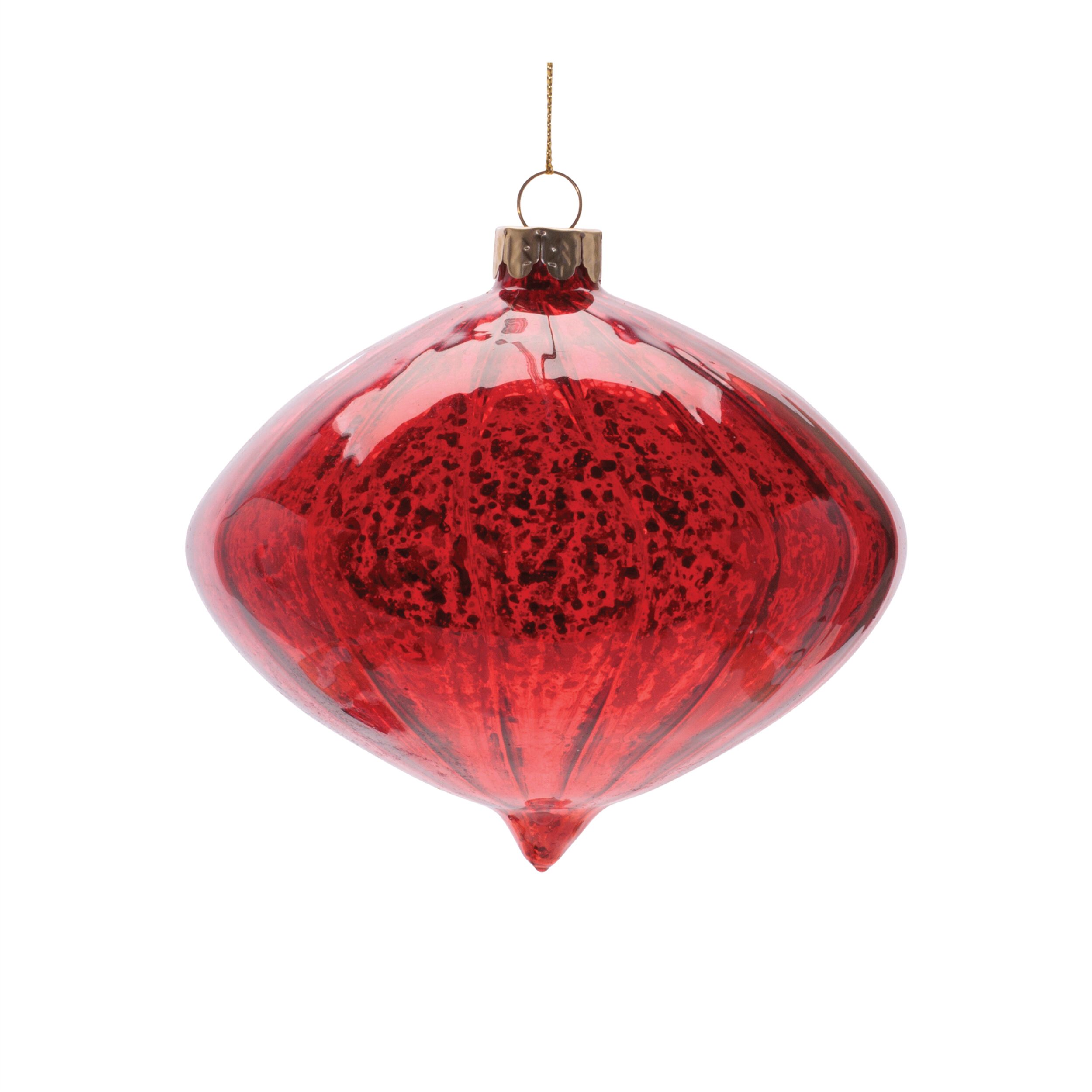 Ribbed Mercury Glass Onion and Finial Ornament (Set of 4), RED, alternate image number 2