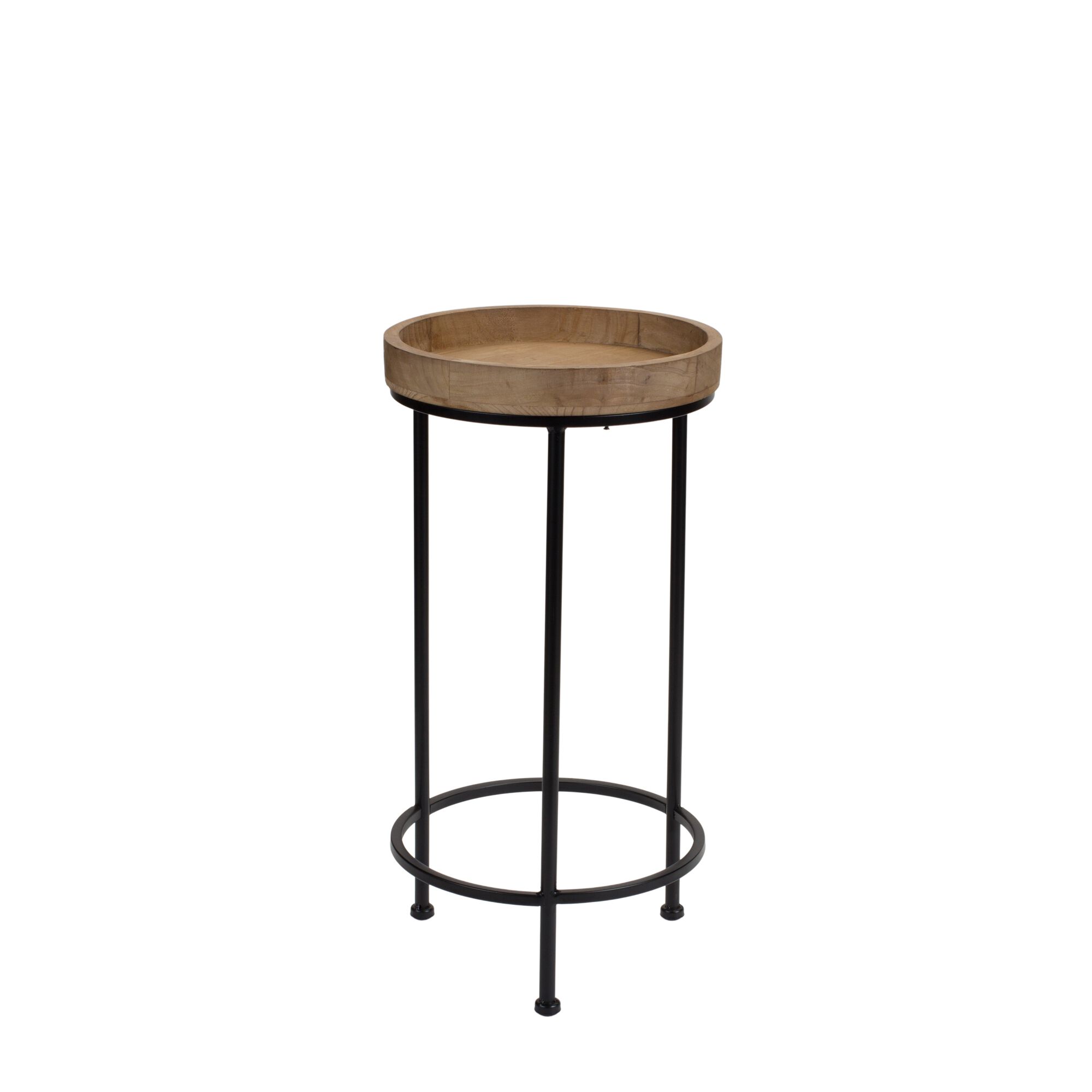 Round Wood and Metal Plant Stand Table (Set of 3), BROWN, alternate image number 3