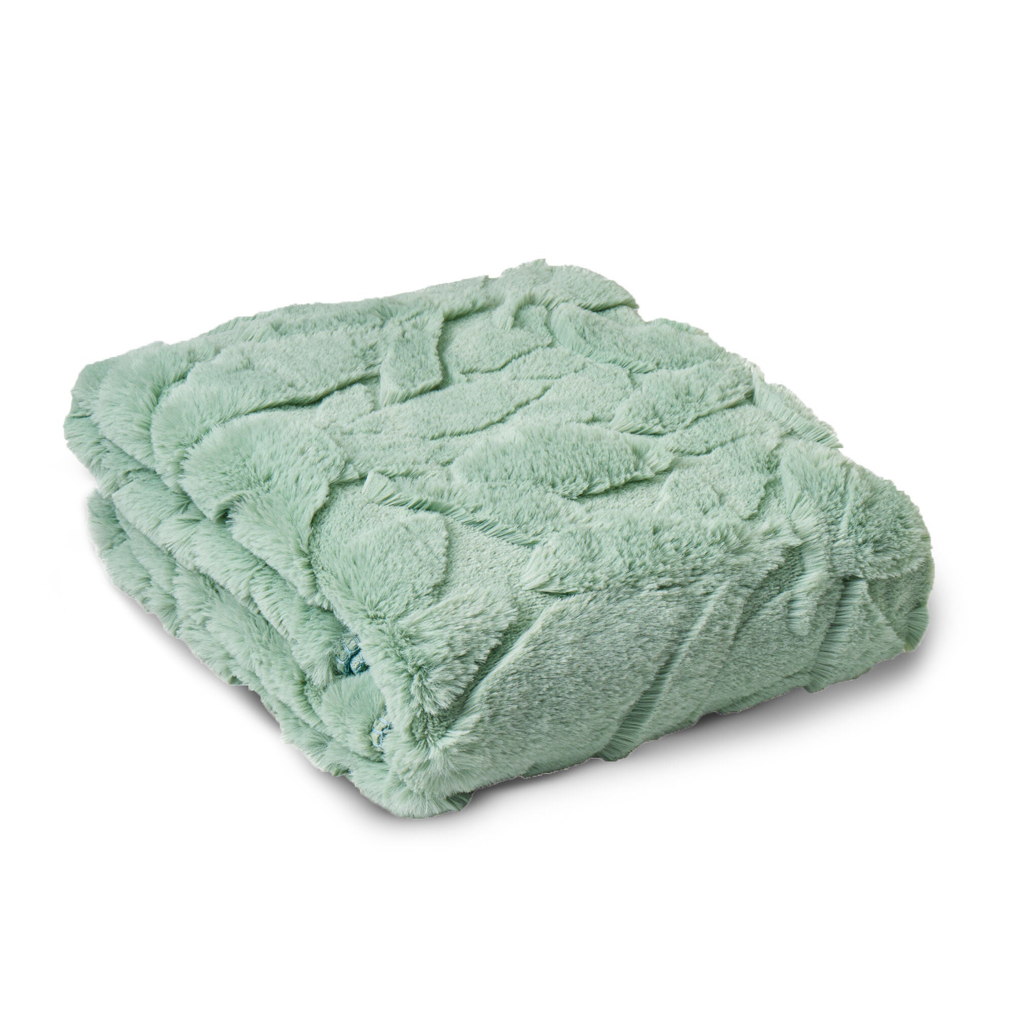 HGTV Triple Jacquard Carved Faux Fur Throw Blanket Quietude 50 x 70 inches, HGTV, alternate image number 1