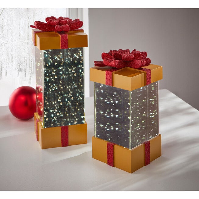 10 inchesH LED Gold Mirror Gift Box, RED GOLD, hi-res image number 0