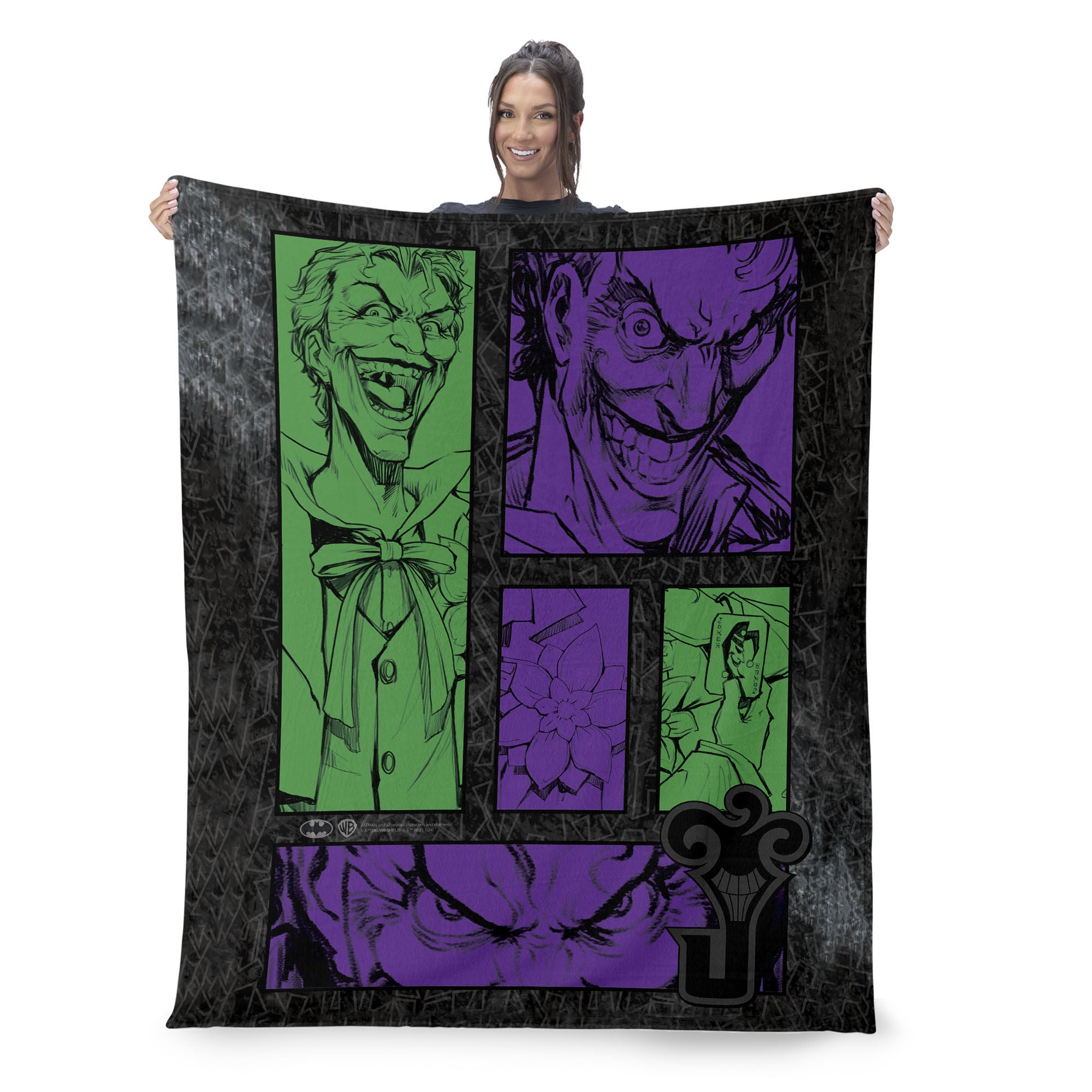 Warner Bros. DC Gotham Grin Silk Touch Throw Blanket 50x60 Inches, GOTHAMTHROW, on-hover image number 1