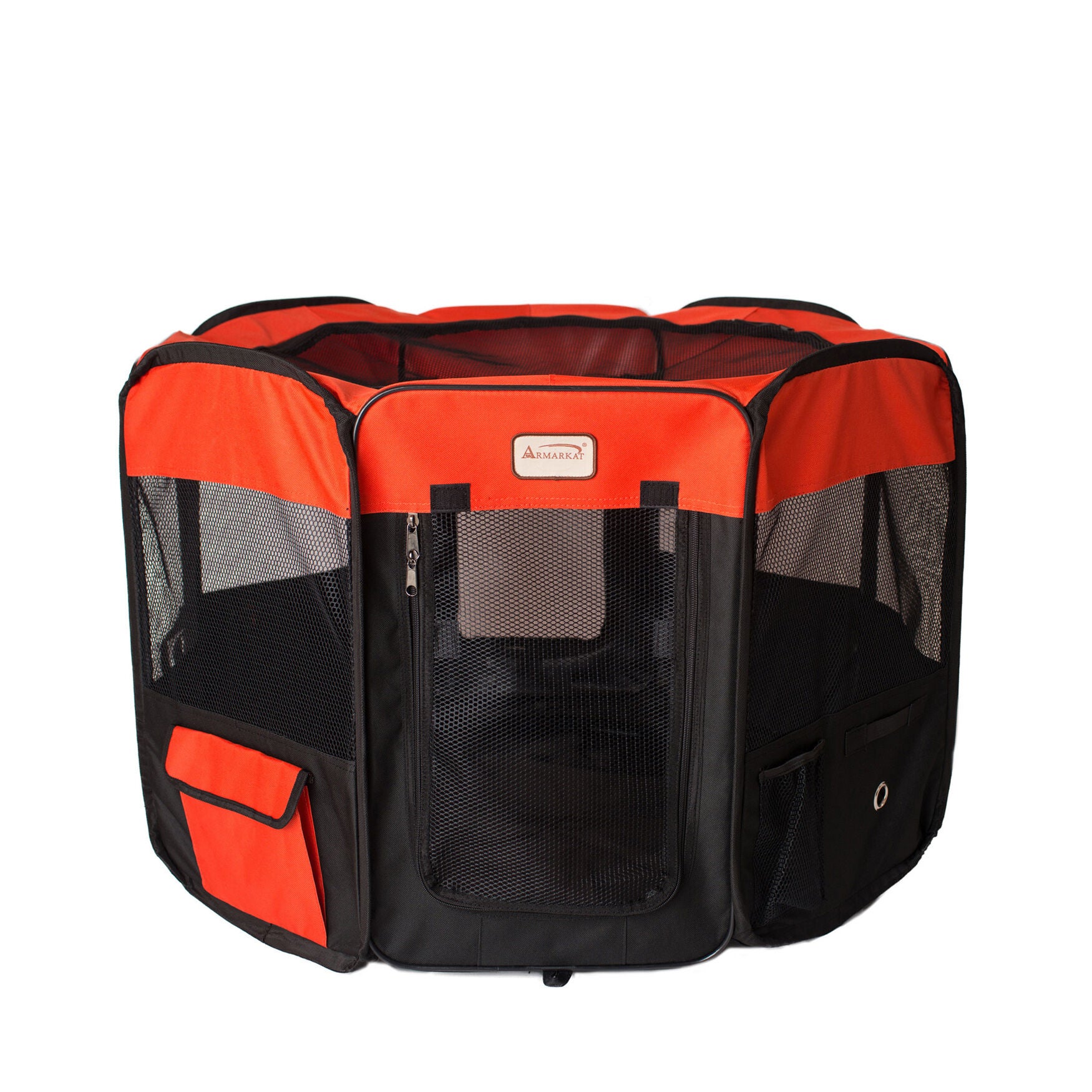 Portable Pet Dog Kitten Playpen In Black And Red Combo, , alternate image number 6