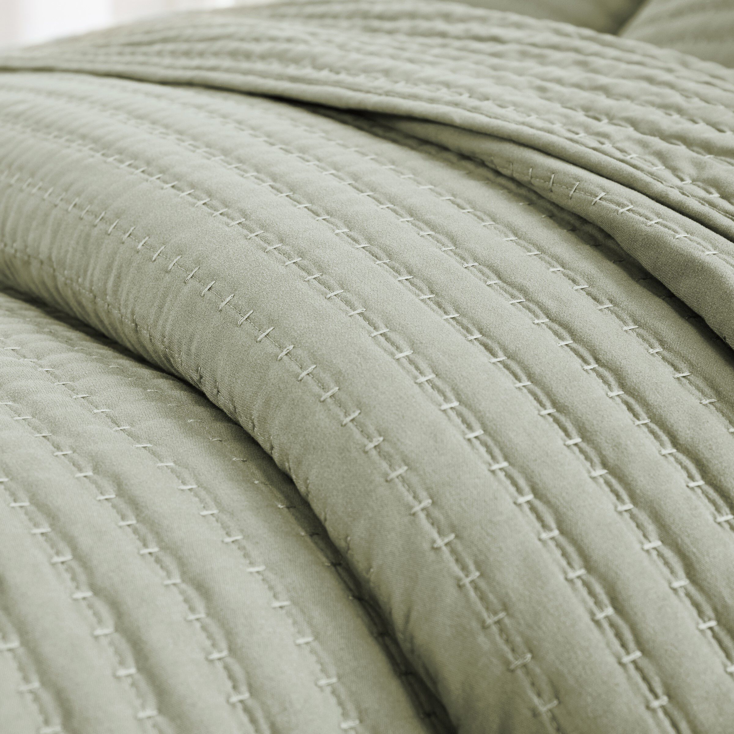 Greenland Home Fashions Vineyard Finely Stitched Quilt Set, SAGE, alternate image number 2