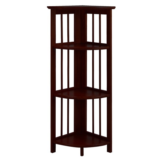 4-Shelf Corner Folding Bookcase - Truffle Brown, BROWN, hi-res image number null
