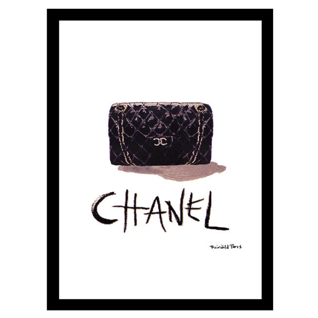 Chanel Classic Bag - Black / White - 14x18 Framed Print, BLACK WHITE, hi-res image number 0