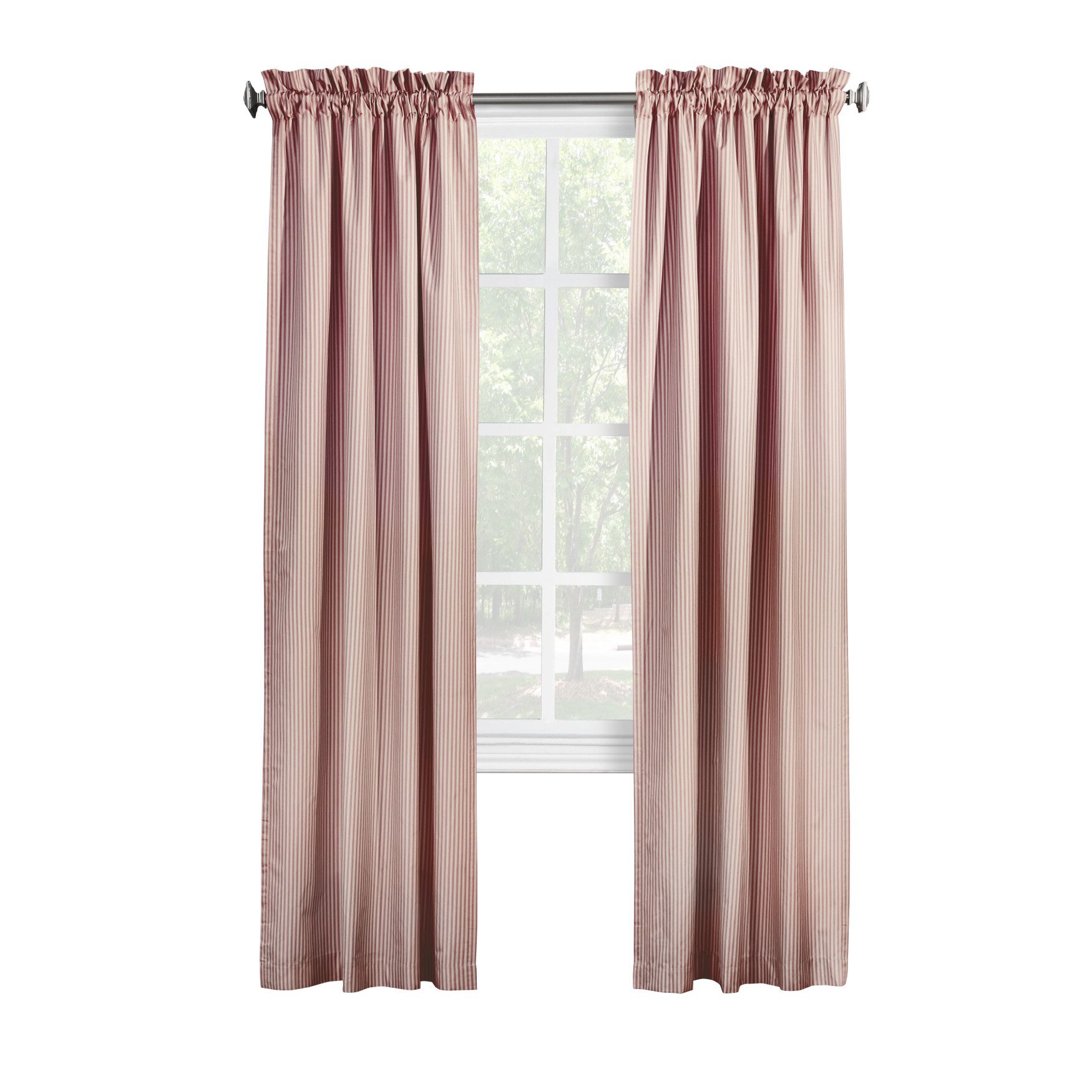 Ticking Stripe Room Darkening Pole Top Curtain Panel Pair, , on-hover image number 1
