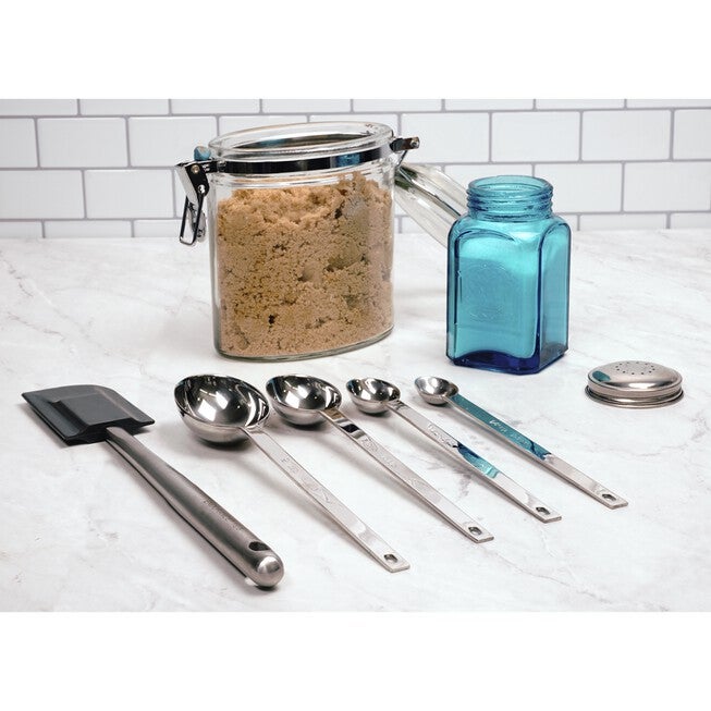 Long Handle Stainless Steel Measuring Spoon, Set 4, , alternate image number null